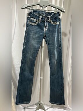 Cowgirl Tuff Dark Blue Bootcut Jeans with Contrast Trim